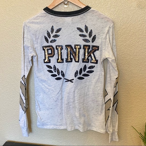 Pink Victoria’s Secret long sleeve T-shirt black gold grey extra small - Picture 4 of 5